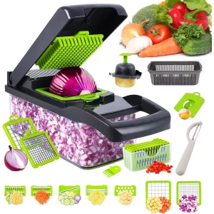 16 x 1 Kitchen professional chopper-type slicer, multifunctional food chopper, blade vegetable chopper, kitchen utensils
