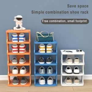 Multi-tier minimalist vertical shoe rack, suitable for various settings including bedrooms, wardrobes and living rooms.