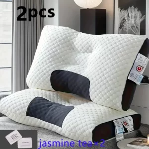 2PCS Pillow Knitted Neck Pillow for Side, Back and Prone Sleeping, Bed Pillow, Deep Sleeping, Removable Pillowcase, Bedding